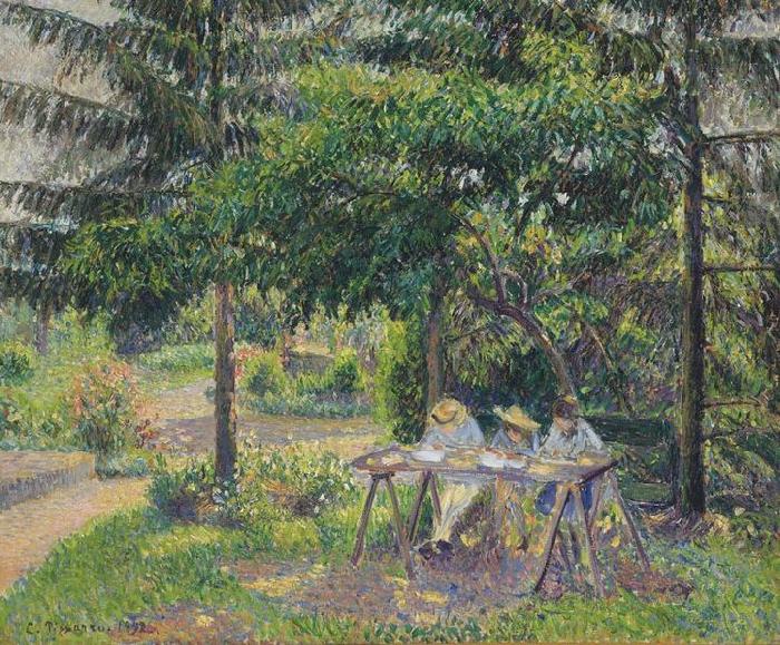 Enfants attabl dans le jardin Eragny, Camille Pissarro